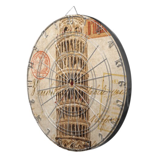 Vintager lehnender Turm von Pisa Dartscheibe (Vorderseite rechts)