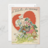 Vintager Lehrer Valentine Feiertagspostkarte (Vorne/Hinten)