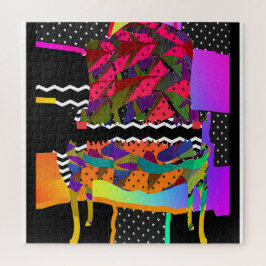 Vintager, leichter Sessel Zickzack Punkte Puzzle