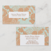 *~* Vintager Leinenbronzegoldmit blumentürkis Visitenkarte (Vorne/Hinten)