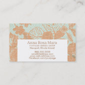 *~* Vintager Leinenbronzegoldmit blumentürkis Visitenkarte (Rückseite)