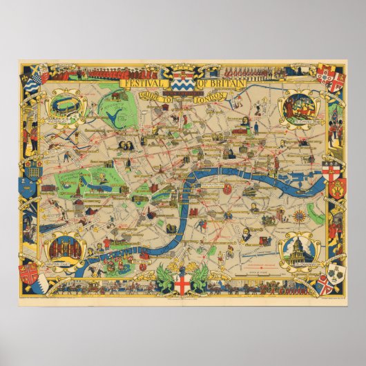 Vintager Leitfaden für Londoner Poster (Vorne)