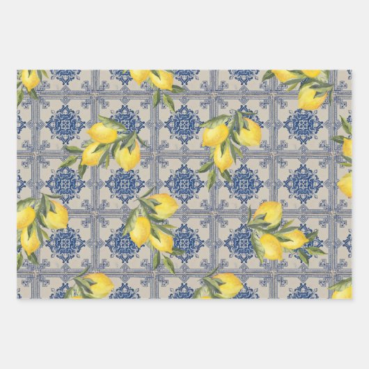 Vintager Lemon Geschenkpapier Set (Vorderseite)