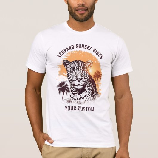 Vintager Leopard bei Sunset T - Shirt (Vorderseite)