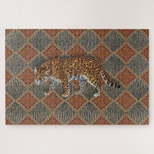 Vintager Leopard-Druck Lederschlange Puzzle (Horizontal)