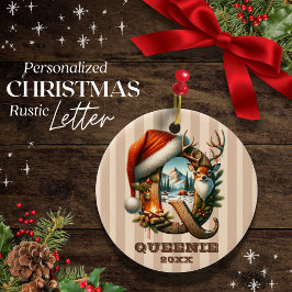 Vintager Letter Q Woodland Weihnachten individuell Keramik Ornament