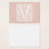 Vintager Letter V Monogramm Rose Rosa Pergament "V (Vorne & Hinten)