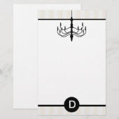 Vintager Leuchter u. Monogramm (Champagne) Briefpapier (Vorne/Hinten)