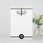 Vintager Leuchter u. Monogramm (Champagne) Briefpapier (Stehend Vorderseite)