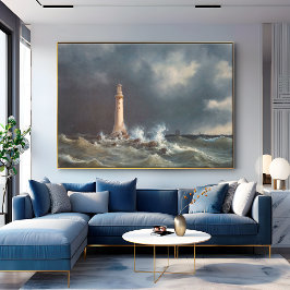 Vintager Leuchtturm Dramatischer Küstenabschnitt Leinwanddruck