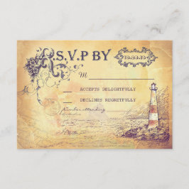 Vintager Leuchtturm nautische Hochzeitskarten RSVP Karte