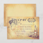 Vintager Leuchtturm nautische Hochzeitskarten RSVP Karte (Vorne/Hinten)