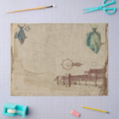 Vintager Leuchtturm und Fischdekoupage Seidenpapier (Basteln)