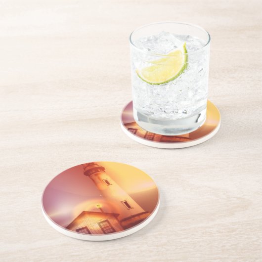 Vintager Leuchtturm-Untersetzer Sandstein Untersetzer (Seite)