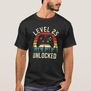 Vintager Level 25 Unverriegelter Funny Video Gamer T-Shirt