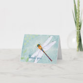 Vintager Libellenfliege im Hintergrund verblasster Dankeskarte (Vorderseite)