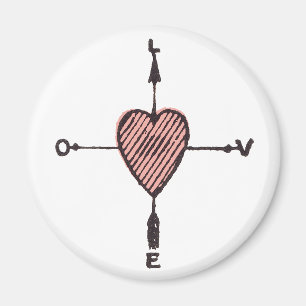 Vintager Liebe-Herz-Kompass-Magnet Magnet