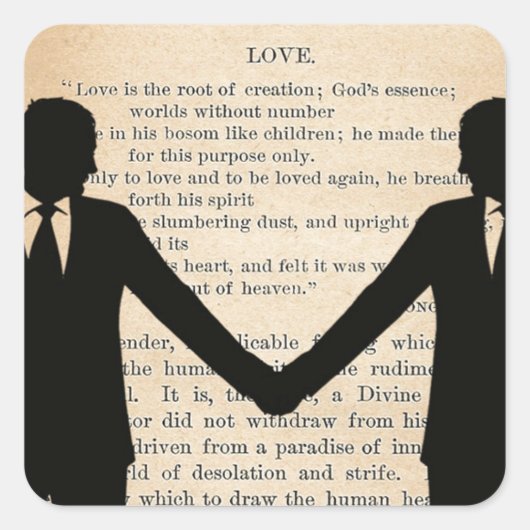 Vintager Liebe- und Heiratsschwule Quadratischer Aufkleber (Vorderseite)