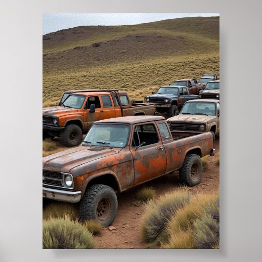 Vintager Lieferwagen, der das Rennen anführt Poster (Vorne)