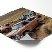 Vintager Lieferwagen, der das Rennen anführt Poster (Ecke)