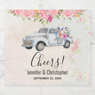 Vintager Lieferwagen LKW Rustikale Hochzeit Bierflaschenetikett