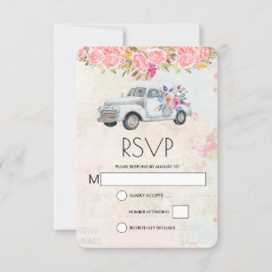 Vintager Lieferwagen LKW Rustikale Hochzeit RSVP Karte