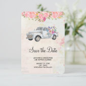 Vintager Lieferwagen LKW Rustikale Hochzeit Save The Date (Stehend Vorderseite)