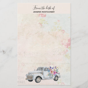 Vintager Lieferwagen LKW Rustikale Wasserfarbe Briefpapier