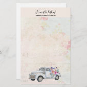 Vintager Lieferwagen LKW Rustikale Wasserfarbe Briefpapier (Vorne/Hinten)