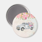 Vintager Lieferwagen LKW Rustikale Wasserfarbe Magnet (Vorderseite/Rückseite)