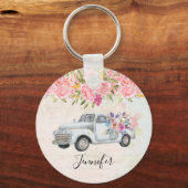 Vintager Lieferwagen LKW Rustikale Wasserfarbe Schlüsselanhänger (Vorderseite)