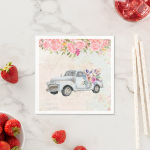 Vintager Lieferwagen LKW Rustikale Wasserfarbe Serviette