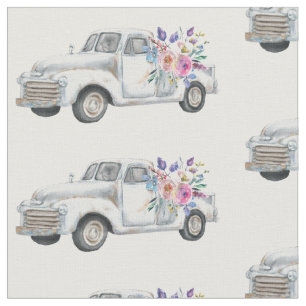 Vintager Lieferwagen LKW Rustikales Farbmuster Stoff