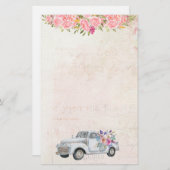 Vintager Lieferwagen LKW Rustikales Wasserfarbenpa Briefpapier (Vorne/Hinten)