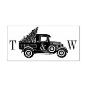 Vintager Lieferwagen LKW & Weihnachtsbaum Initiale Gummistempel (Prägung)