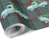 Vintager Lieferwagen LKWs Pine Tree Kariert Geschenkpapier (Rolleneckpunkt)
