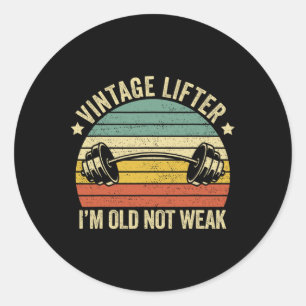 Vintager Lifter - ich bin alt und nicht schwach Runder Aufkleber