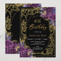 Vintager Lila Blumenantik Geburtstag 