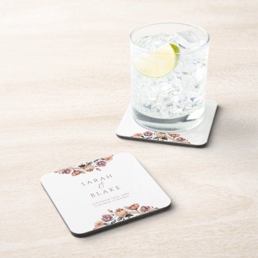 Vintager Lila Blumengarten Hochzeitsvorzug Getränkeuntersetzer (Rechte Seite)