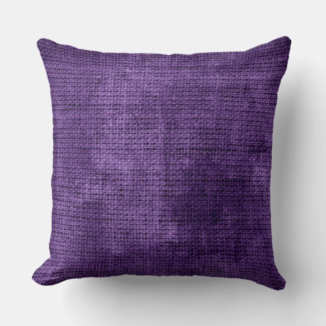 Vintager Lila Burlap Linen Rustic Jute #2 Kissen (Vorderseite)