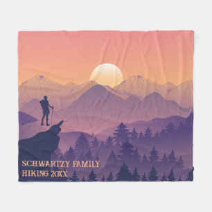 Vintager Lila Gelber Wanderberg Sonnenuntergang Fleecedecke