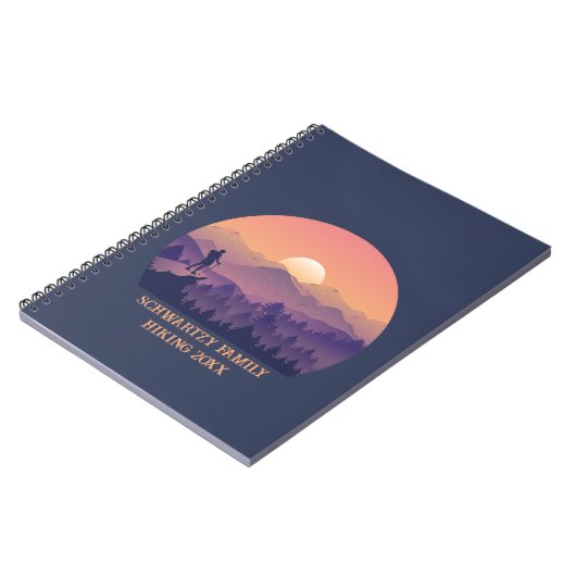 Vintager Lila Gelber Wanderberg Sonnenuntergang Notizblock (Linke Seite)