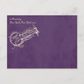 Vintager Lila Kopfbrett Save the Date Ankündigungspostkarte (Rückseite)