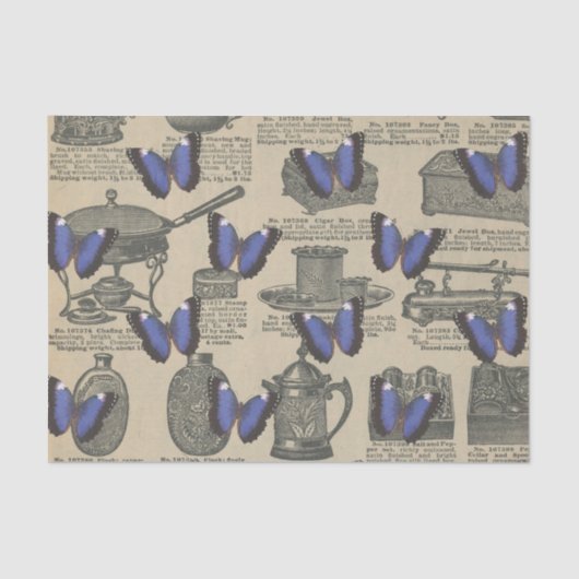 Vintager Lila Schmetterling Seidenpapier (Vorderseite)