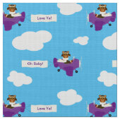 Vintager Lila Teddybär-Pilot Stoff (Nahaufnahme)