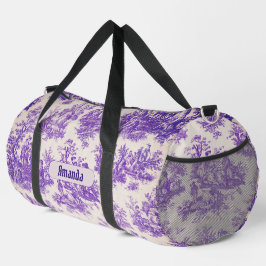 Vintager lila Toile de jouy monogramm Duffle Bag