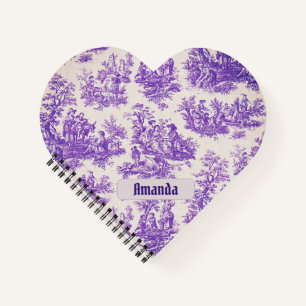 Vintager lila Toile de jouy monogramm Notizblock