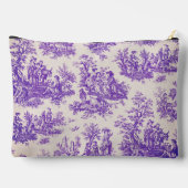 Vintager lila Toile de jouy monogramm Zubehörtasche (Rückseite)