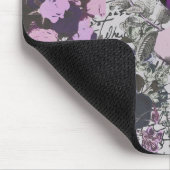 Vintager lila Vogel und Blumendruck mit Skript Mousepad (Ecke)