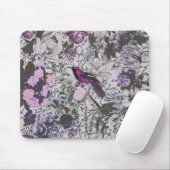 Vintager lila Vogel und Blumendruck mit Skript Mousepad (Mit Mouse)
